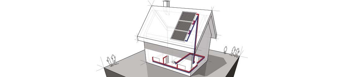 Schematische Darstellung einer Solarthermieanlage